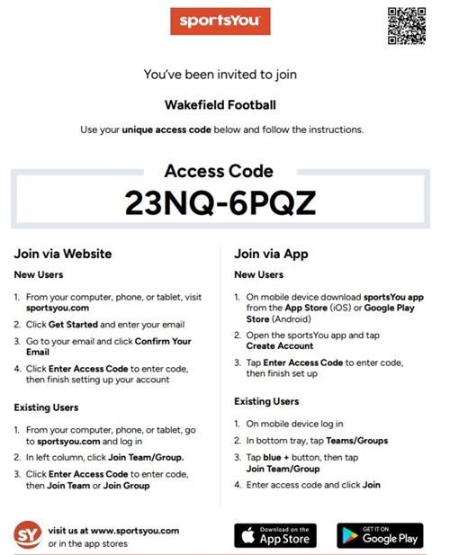 football access code